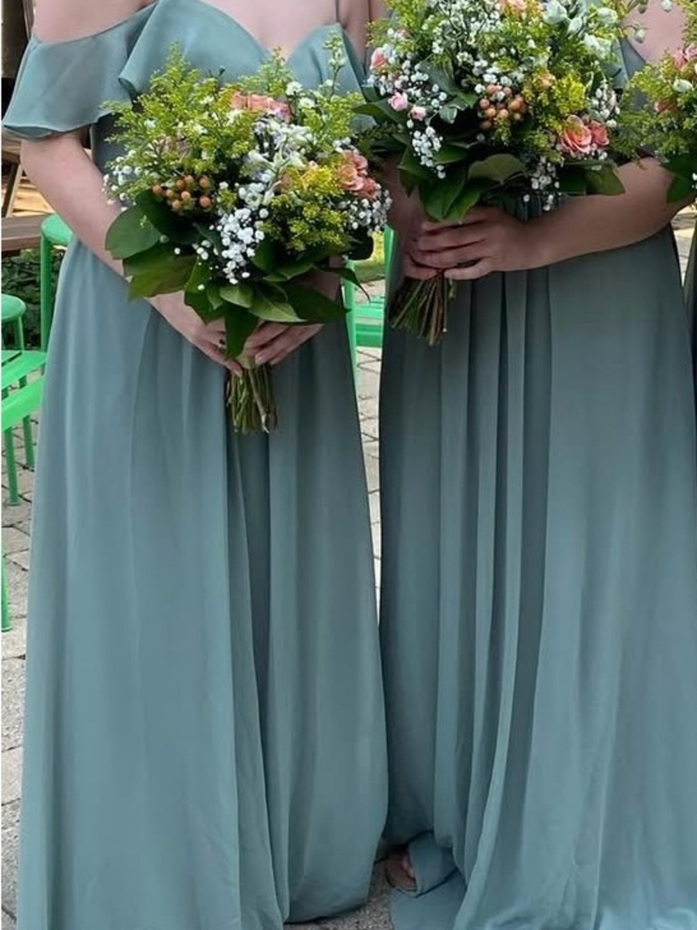 Elegant Off-Shoulder Bridesmaid formal Maxi Dress in Sage Green